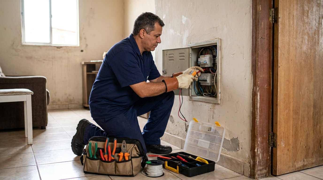 Eletricista com ferramentas em Goiânia‑GO