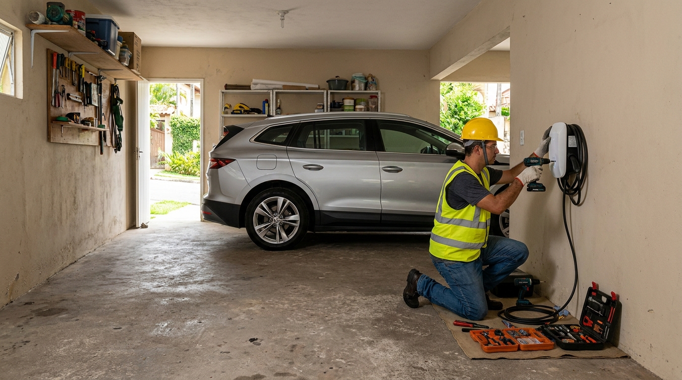 Instalacao de carregador de carro eletrico residencial em Belém‑PA