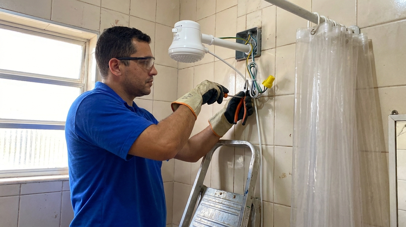 Instalacao de chuveiro eletrico residencial em Goiânia‑GO