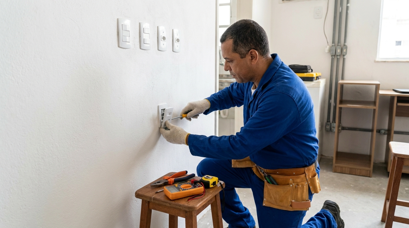 Instalacao de tomada e interruptor profissional em Goiânia‑GO