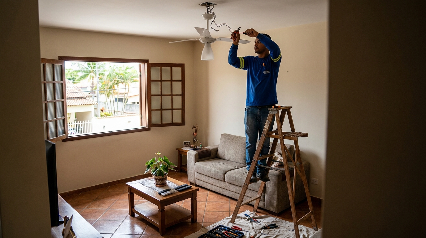 Instalacao de ventilador de teto profissional em Goiânia‑GO